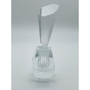 Vintage Art Deco Geometric Faceted Clear Crystal Cut Glass Perfume/Scent Bottle